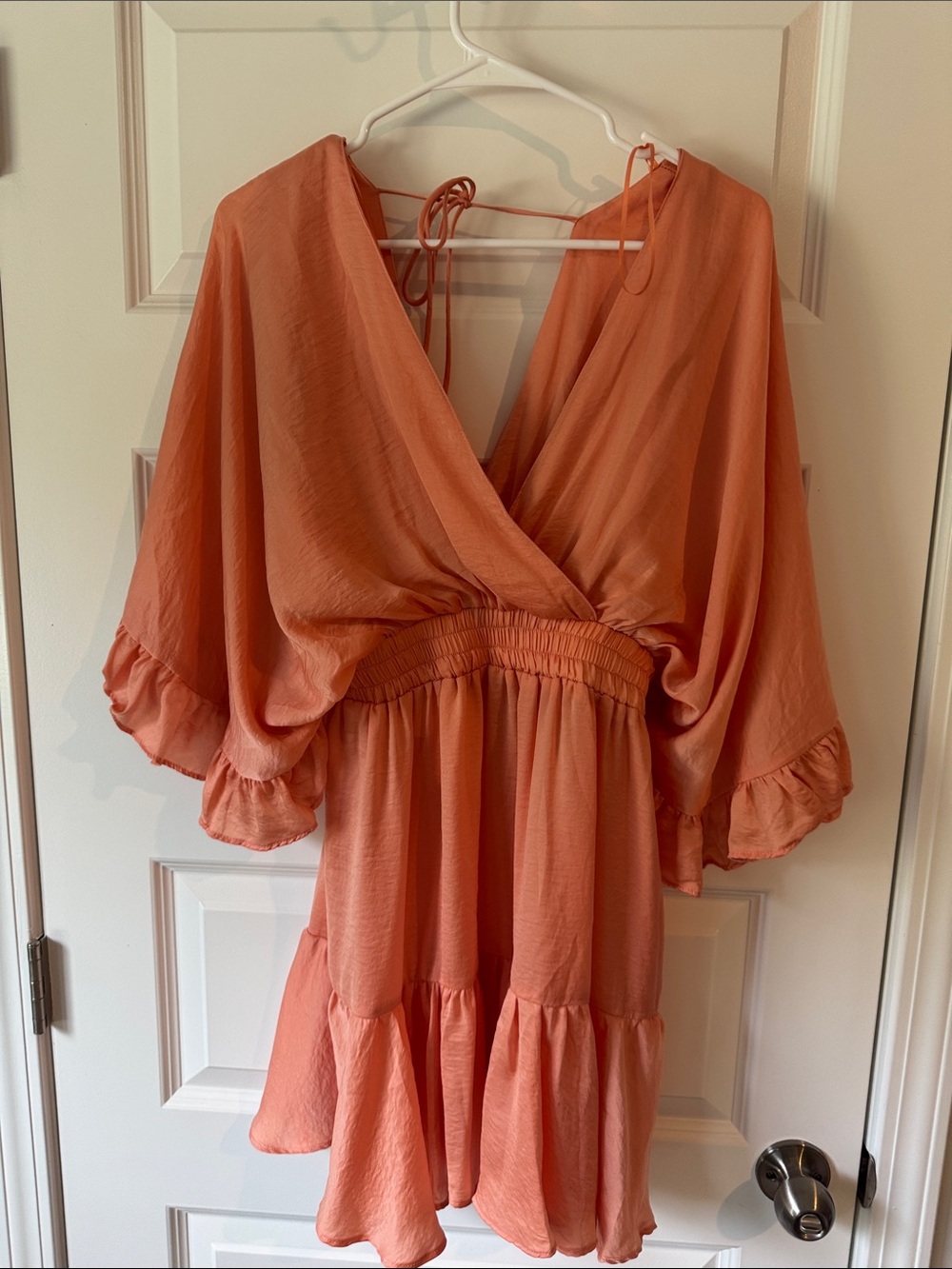 glam Coral Orange Mini Dress with Flutter Sleeves
